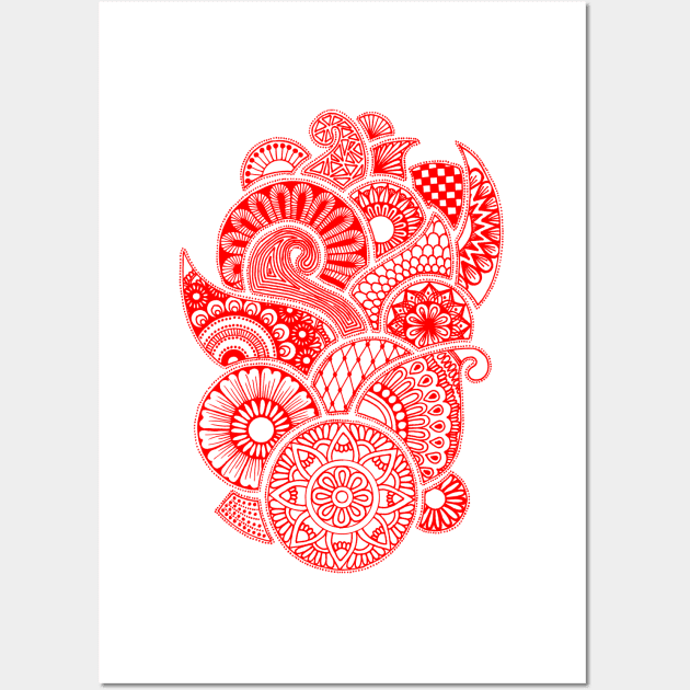 Abstract Mandala design (red on white) Wall Art by calenbundalas